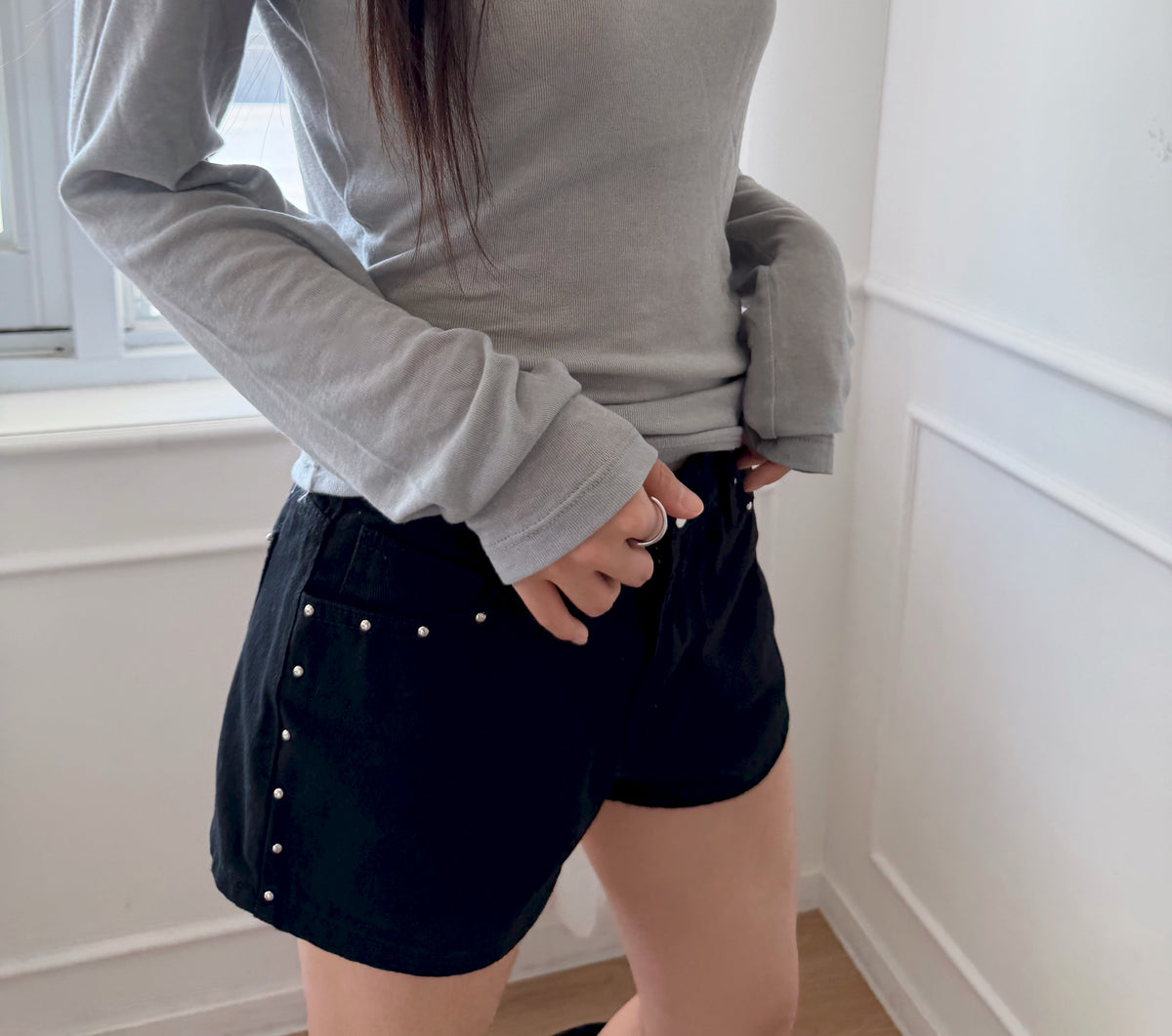 Black Studded Shorts
