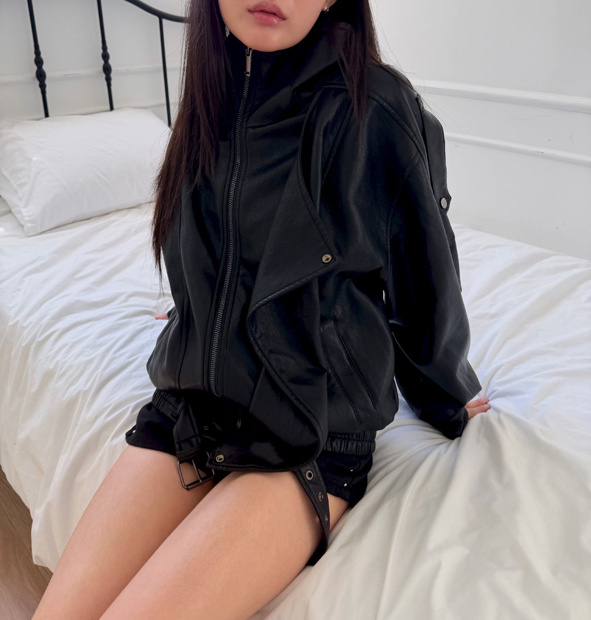 Oversized Belted Biker Jacket