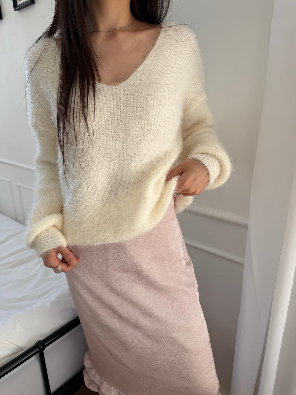 Fluffy V-Neck Knit