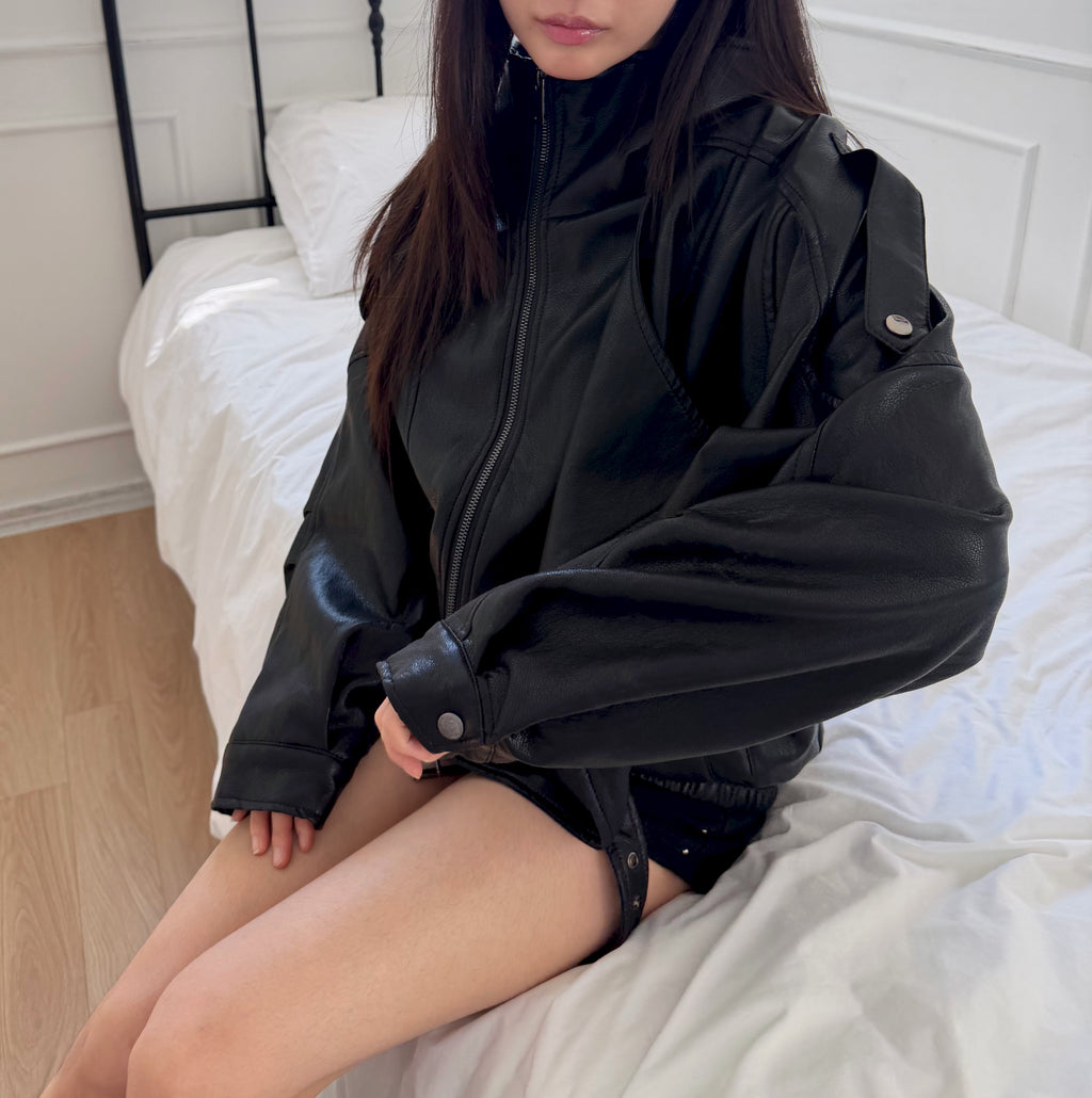 Oversized Belted Biker Jacket