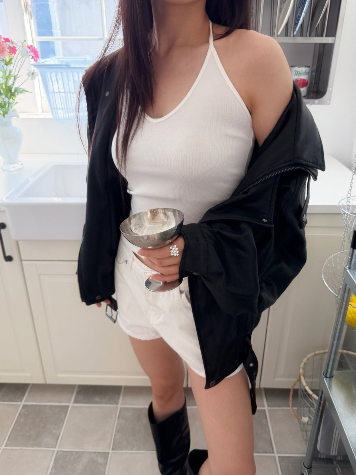 Oversized Belted Biker Jacket
