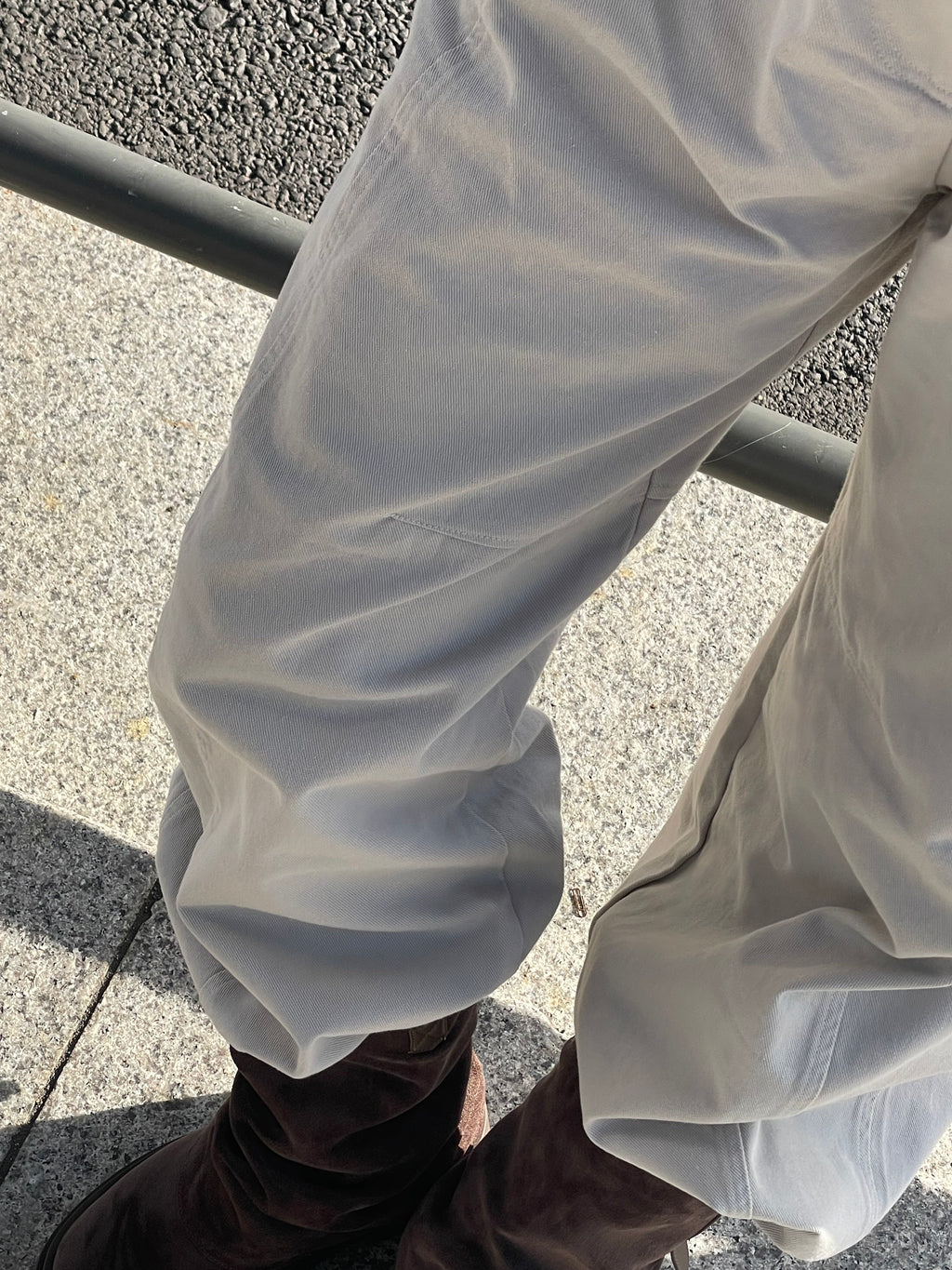 Button Tab Seam Detail Wide-Leg Pants