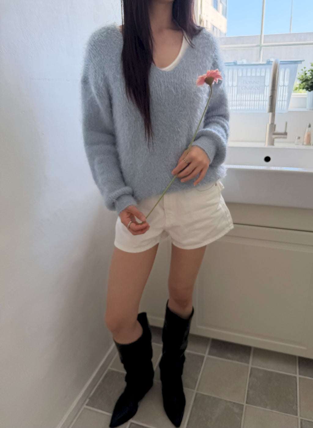 Fluffy V-Neck Knit