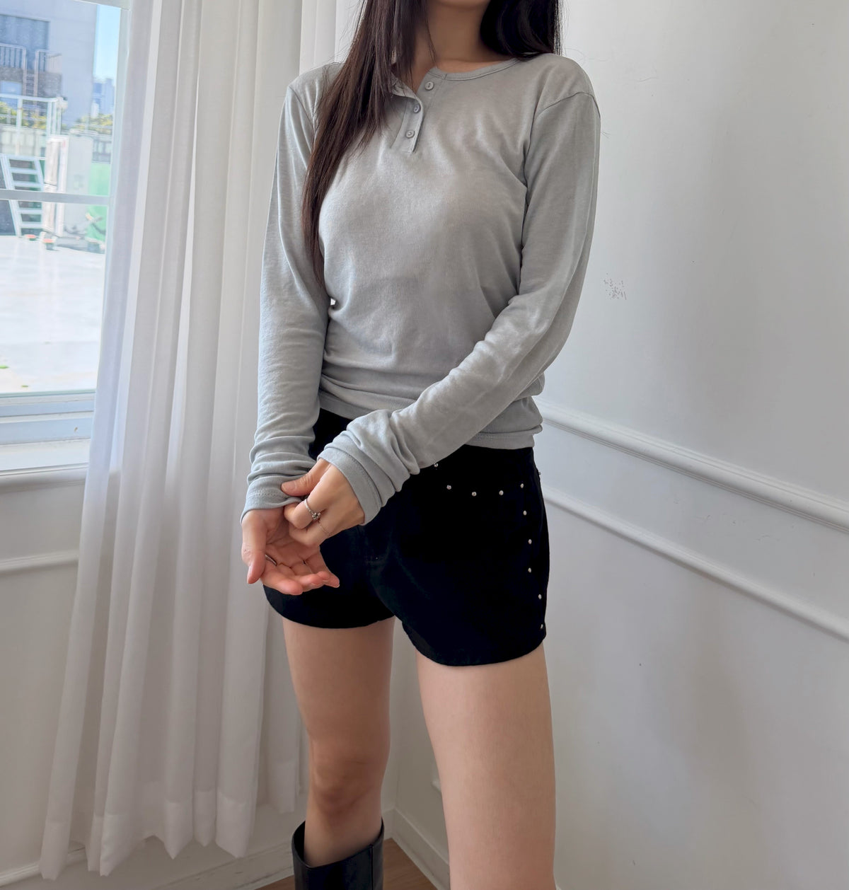 Slim Henley Long Sleeve