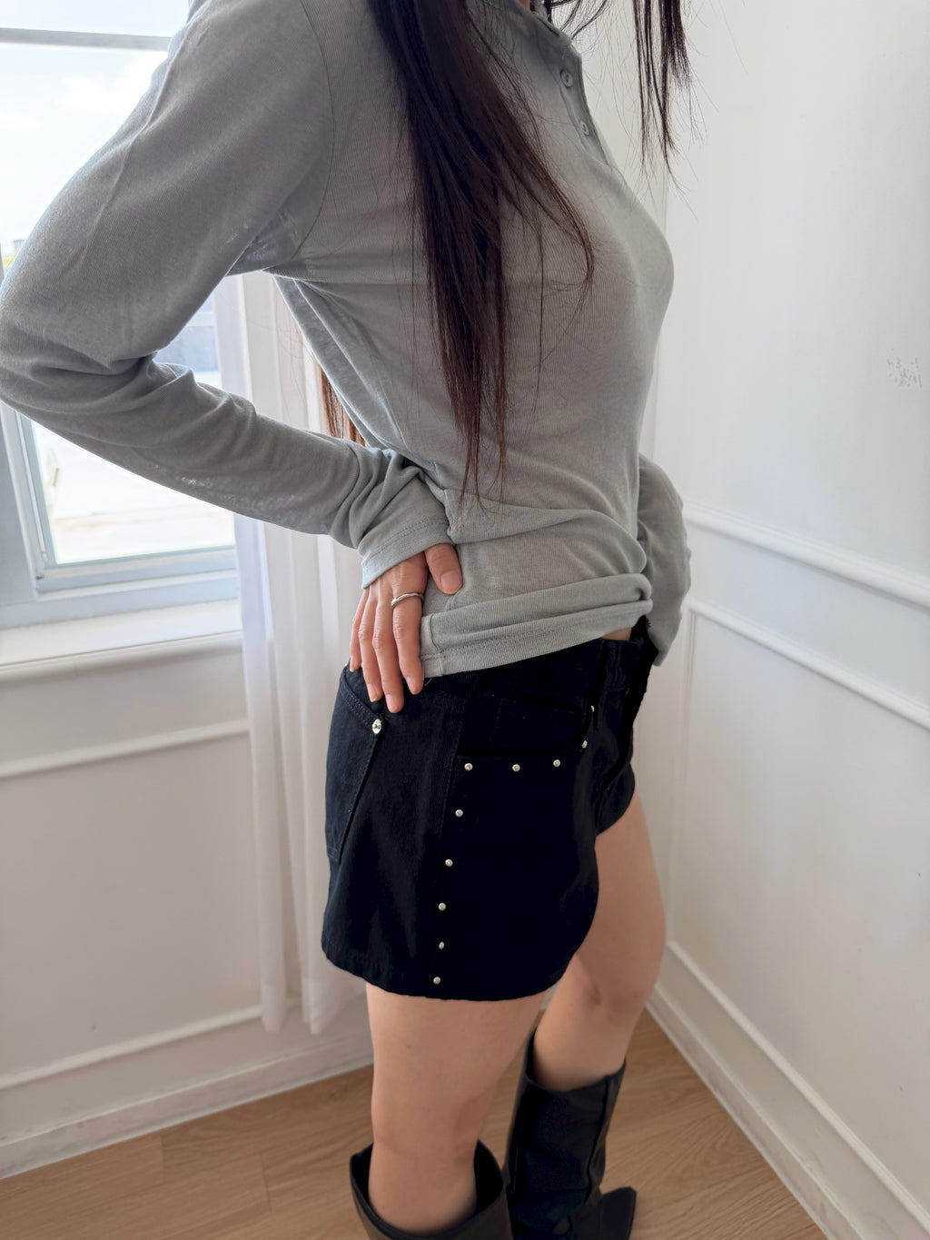 Black Studded Shorts