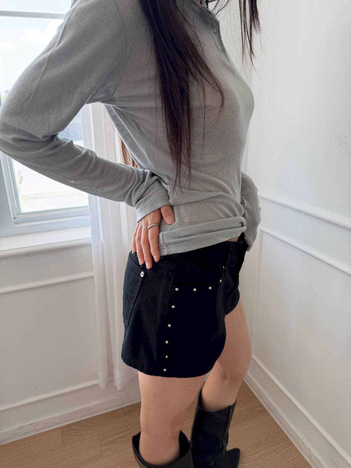 Black Studded Shorts
